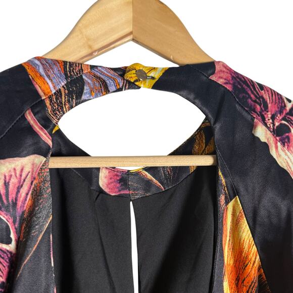 Karen Millen Midnight Floral Satin Angel Sleeve Maxi Dress Size 6 Petite - Picture 13 of 16